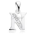 Silver (925) pendant white zirconia - letter N