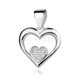 Silver (925) pendant white zirconia - little heart in big heart