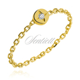 Silver (925) ring - chain with zirconia - gold-plated