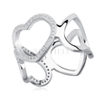 Silver (925) ring with hearts white zirconia