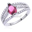 Silver (925) ring with ruby colored & white zirconia