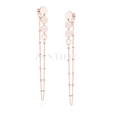 Silver (925) rose gold-plated earrings - circles and chain with balls