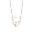 Silver (925) rose gold-plated necklace - heart with zirconia