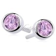Silver (925) round earrings pink zirconia