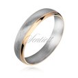 Silver (925) wedding ring for men - satin with gold-plated elements