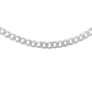 Silver (925) diamond-cut chain - curb extra flat Ø 140 rhodium-plated