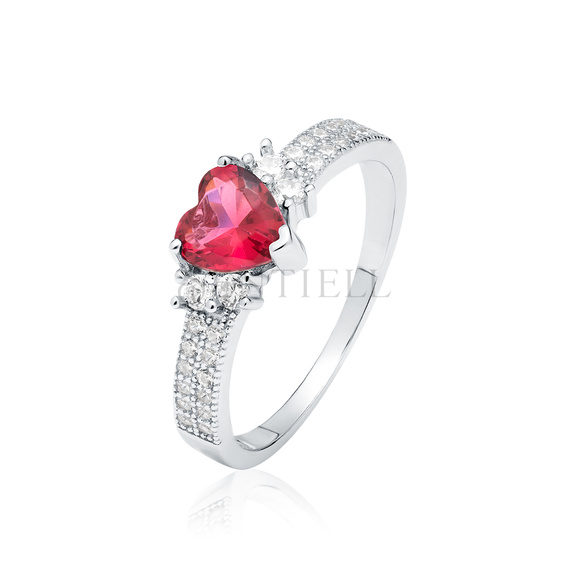 Silver (925) ring heart - ruby zirconia