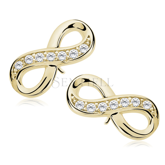 Silver (925) Earrings white zirconia - infinity gold-plated