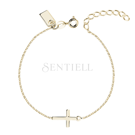 Silver (925) bracelet with cross, gold-plated