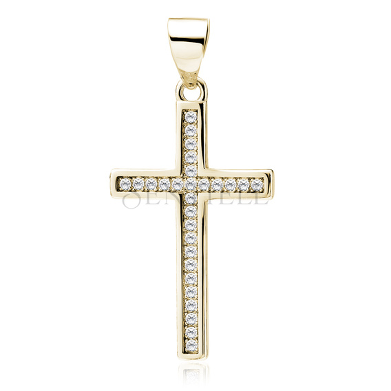 Silver (925) gold-plated pendant cross with white zirconias