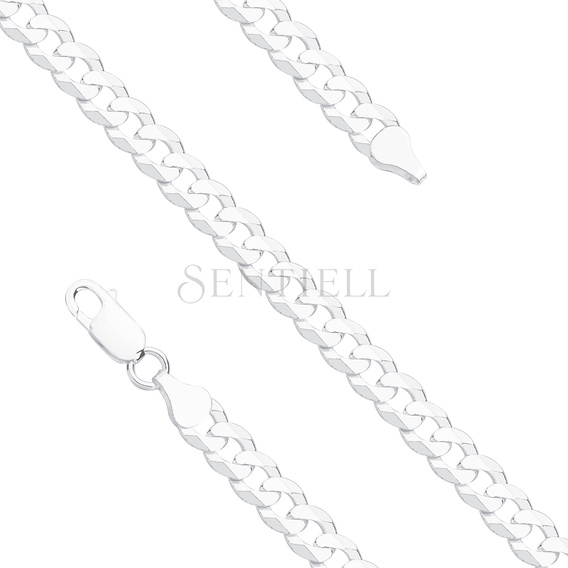 Silver (925) diamond-cut bracelet - curb extra flat Ø 160