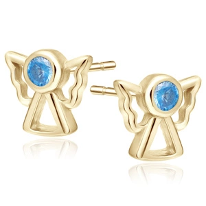 Silver (925) gold -plated earrings angels with aquamarine zirconia