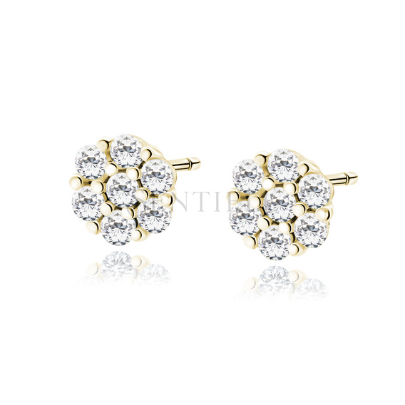 Silver (925) gold-plated earings - flower with white zirconias