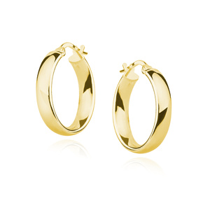 Silver (925) earrings hoops - highly polished, gold-plated