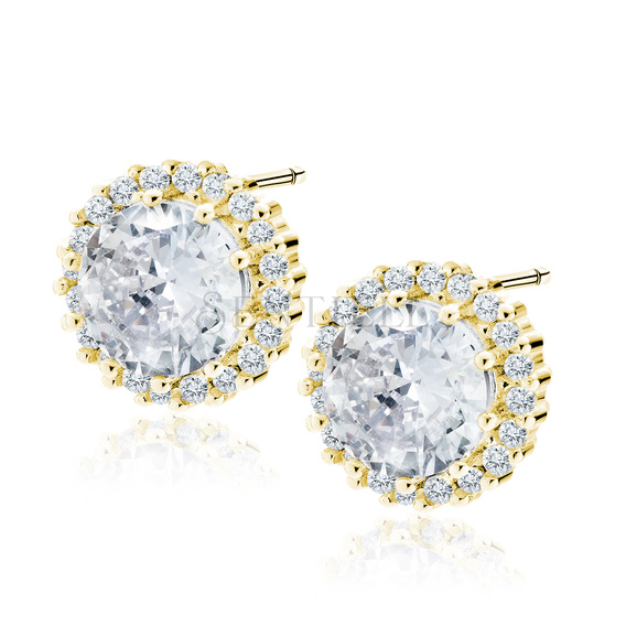 Silver (925) gold-plated earrings with white zirconias