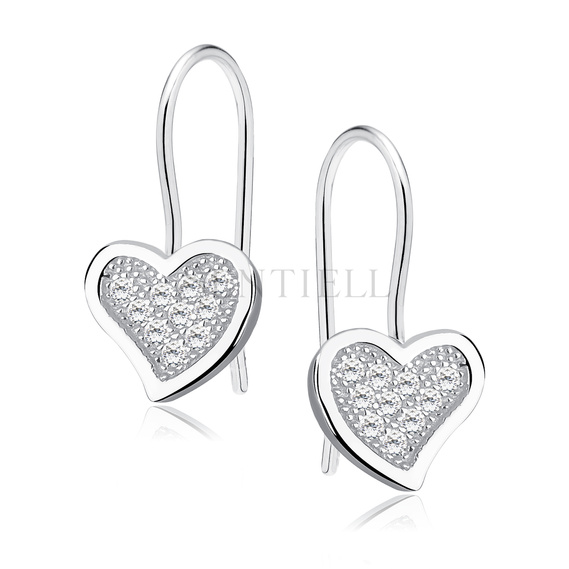 Silver (925) heart earrings with zirconia