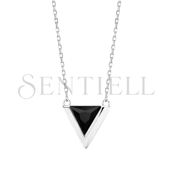 Silver (925) necklace - triangle with black zirconia