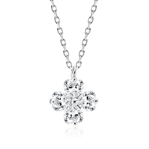 Silver (925) necklace clover with white zirconias