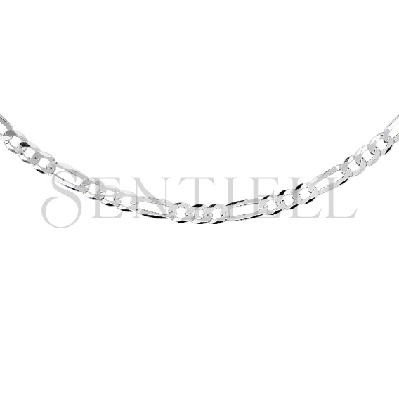 Silver (925) diamond-cut chain - figaro extra flat Ø 100 rhodium-plated