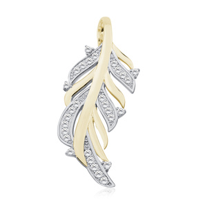 Silver (925) pendant with zirconia, gold-plated feather