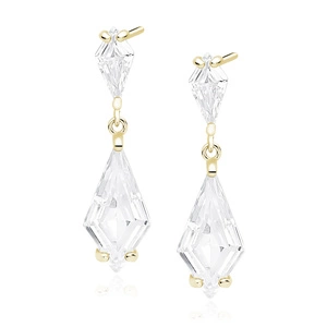 Silver (925) stylish, bridal earrings with zirconia, gold-plated