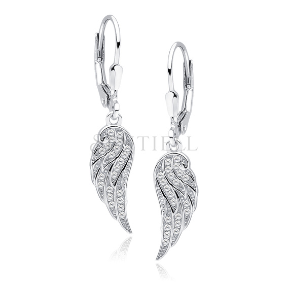 Silver (925) Earrings - wings with white zirconia