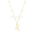 Silver (925) gold-plated necklace - letter K on chain with balls
