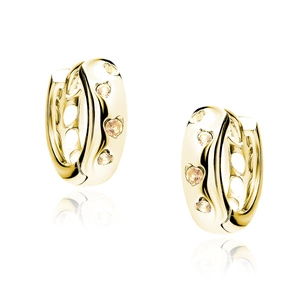 Silver (925) gold-plated earrings hoop with champagne color zirconias