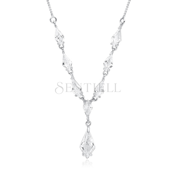 Silver (925) stylish, bridal necklace with zirconia