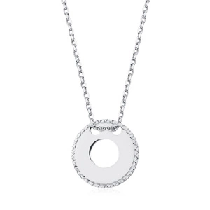 Silver (925) necklace with diamond-cut, round pendant 