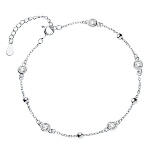 Silver (925) bracelet with balls and white zirconias