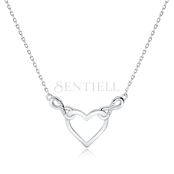 Silver (925) necklace - heart and infinities with white zirconias