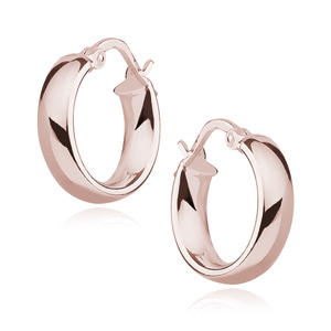 Silver (925) earrings hoops - highly polished, rose gold-plated