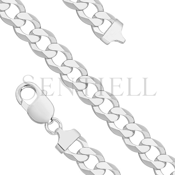 Silver (925) diamond-cut chain - curb extra flat rhodium-plated Ø 250