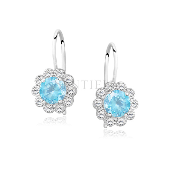 Silver (925) Earrings aquamarine colored zirconia