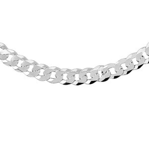 Silver (925) diamond-cut chain - curb extra flat rhodium-plated Ø 200