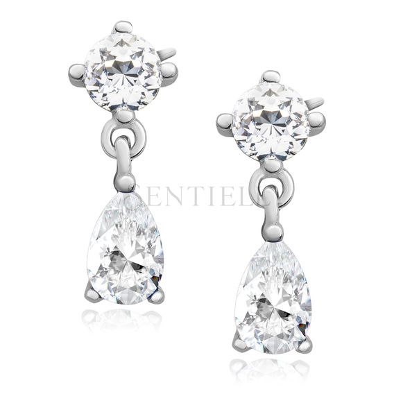 Silver (925) elegant earrings with white zirconia