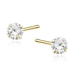 Silver (925) gold-plated earrings round white zirconia diameter 5mm