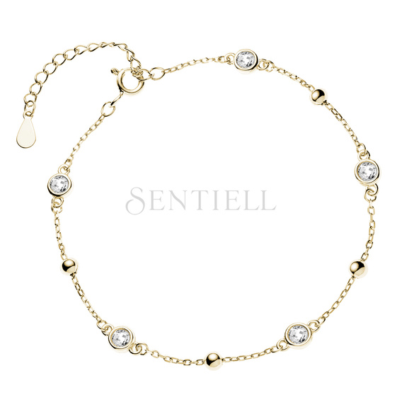 Silver (925) gold-plated bracelet with balls and white zirconias