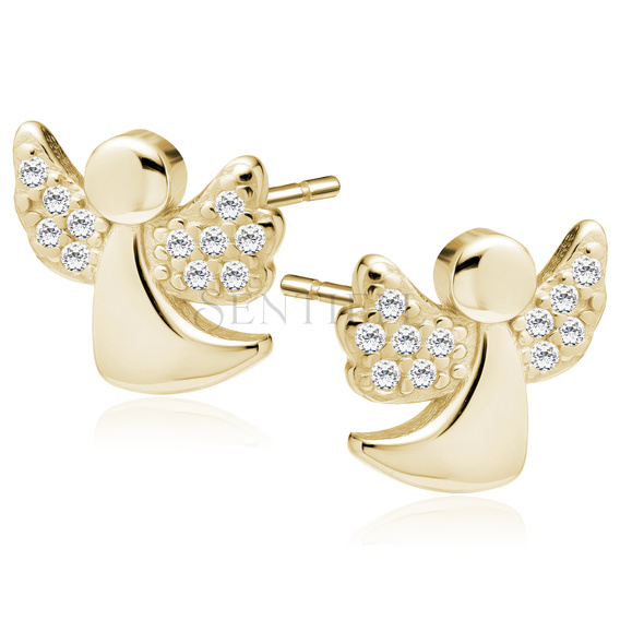 Silver (925) gold-plated earrings angels with white zirconias
