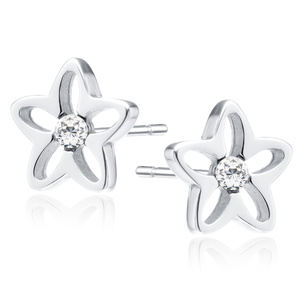 Silver (925) earrings with white zirconia flowers