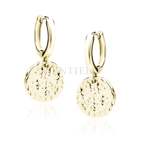 Silver (925) gold-plated earrings - textured round plate