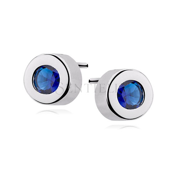 Silver (925) round earrings sapphire zirconia