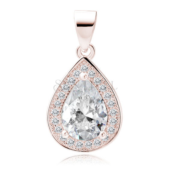 Silver (925) rose gold-plated pendant with white zirconia