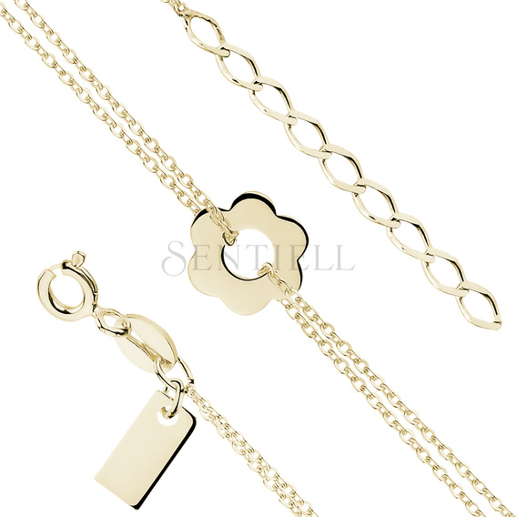 Silver (925) bracelet of celebrities - gold-plated flower pendant with double chain