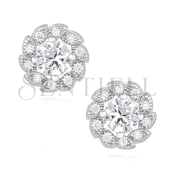 Silver (925) earrings with white zirconia