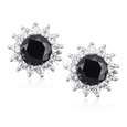 Silver (925) Earrings black colored zirconia