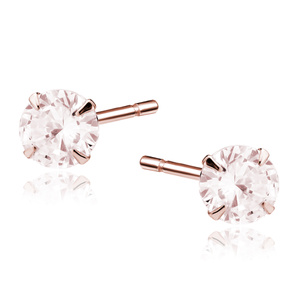 Silver (925) rose gold-plated earrings round zirconia diameter 6mm