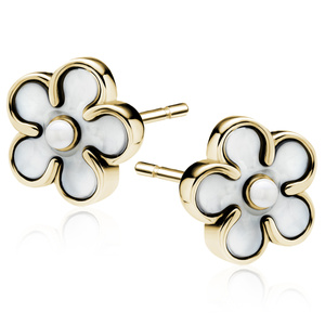 Silver (925) gold-plated earrings with Nacre and pearl- flowers