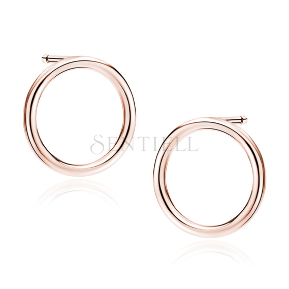 Silver (925) rose gold-plated earrings - circles